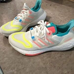 Adidas White and Pink Athletic Shoes with Breathable Mesh